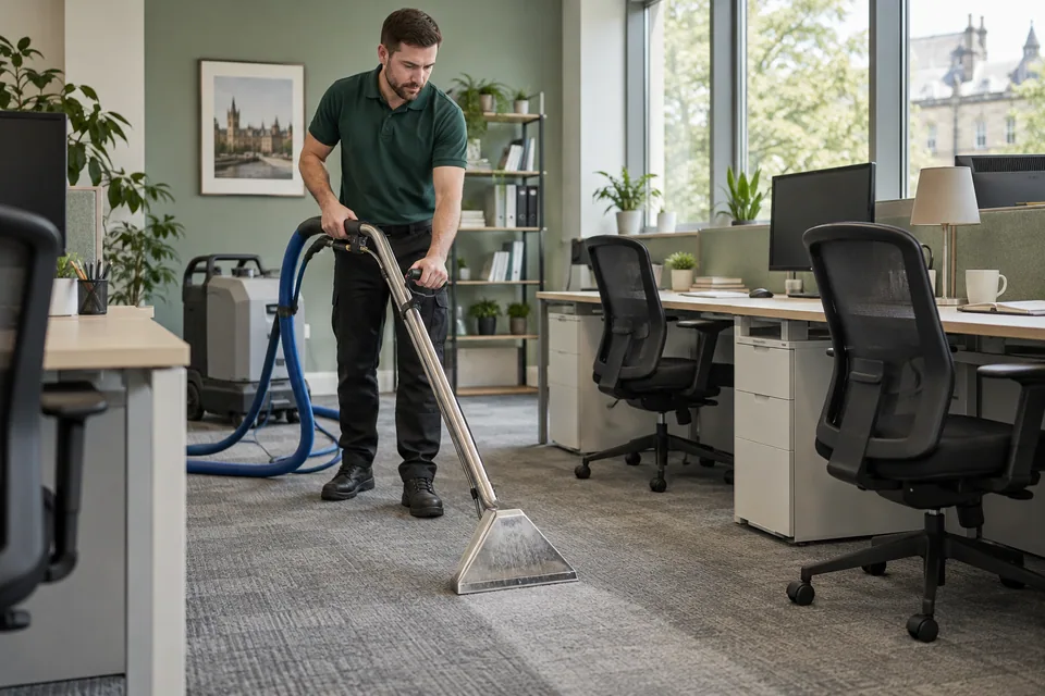 Carpet extraction between office workstations
