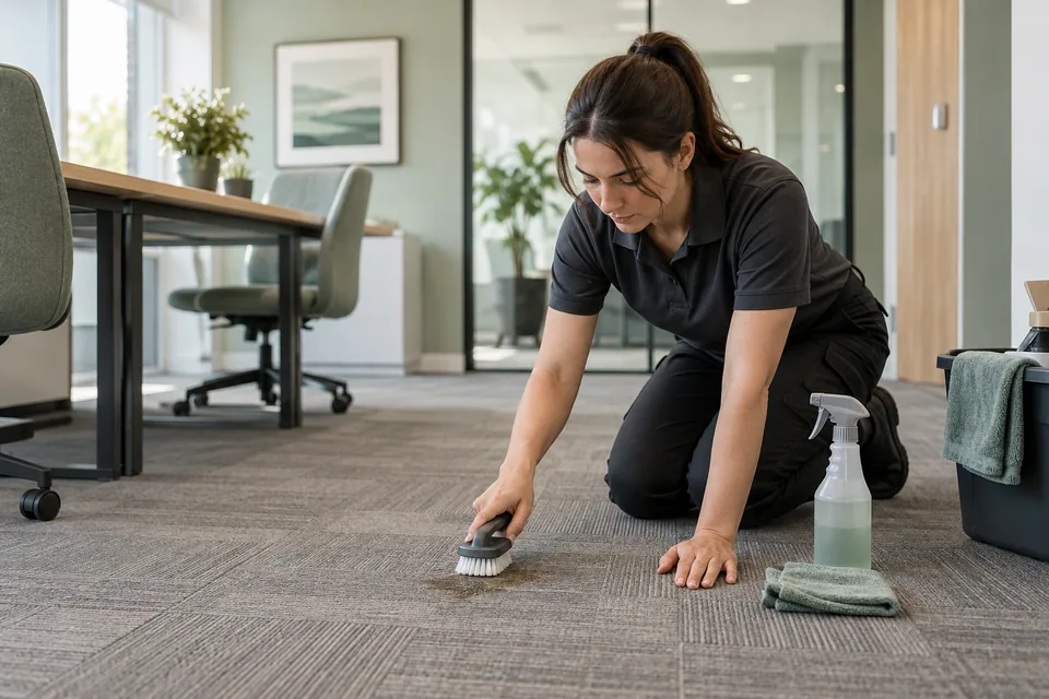 Targeted treatment of a workplace carpet mark