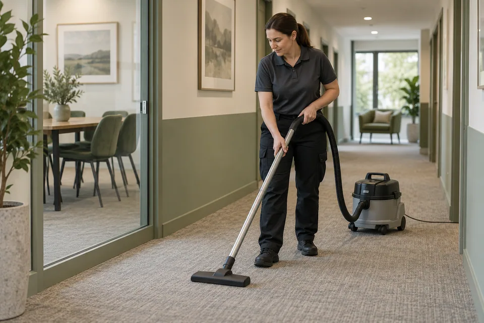 Scheduled vacuuming of an office corridor