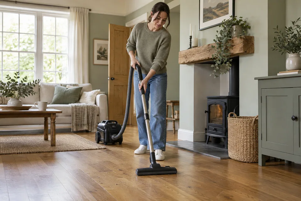 Vacuuming a sealed timber floor before further care